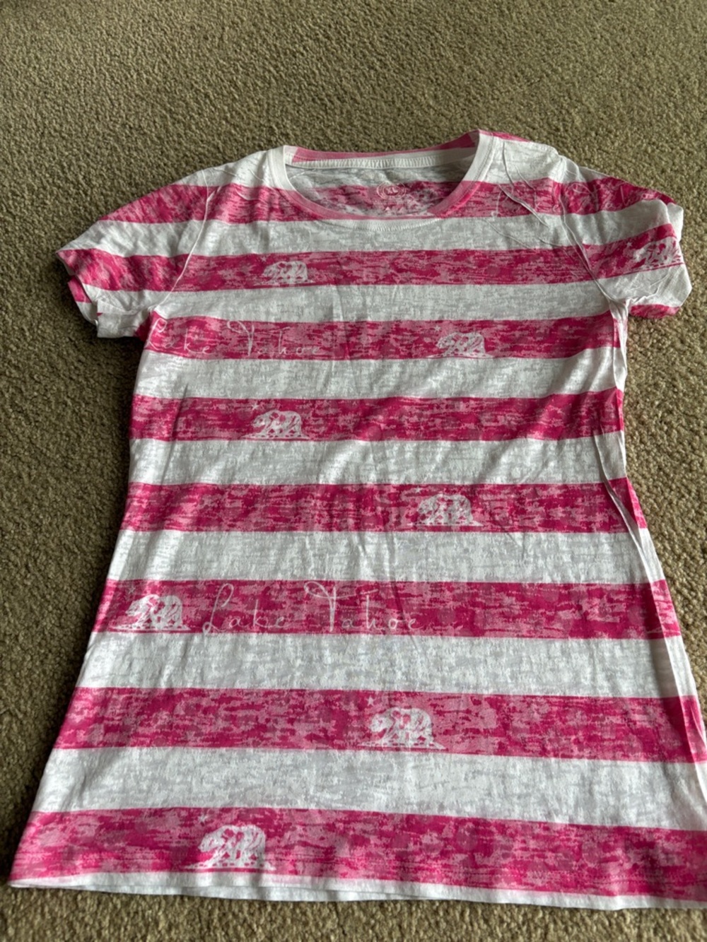 Striped Pink and White Short Sleeve Tee